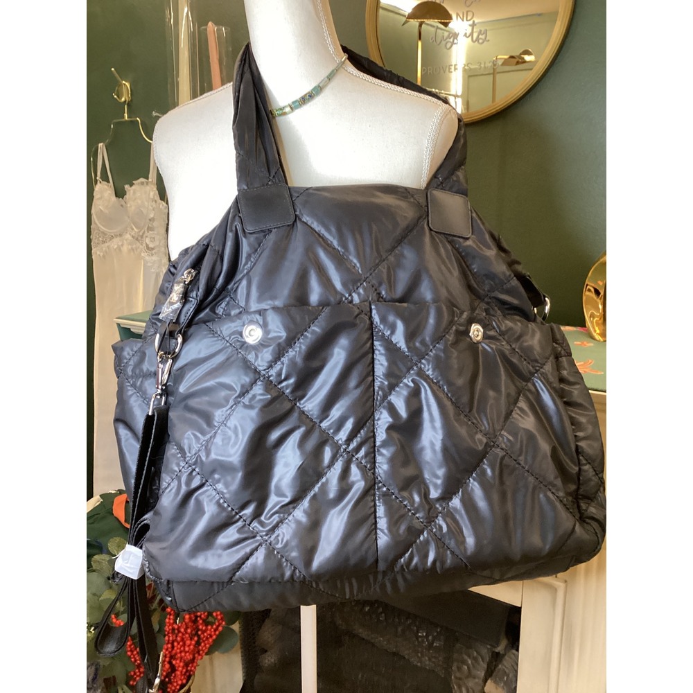 Chico's Quilted Puffer Tote Bag Like New Crossbody Strap